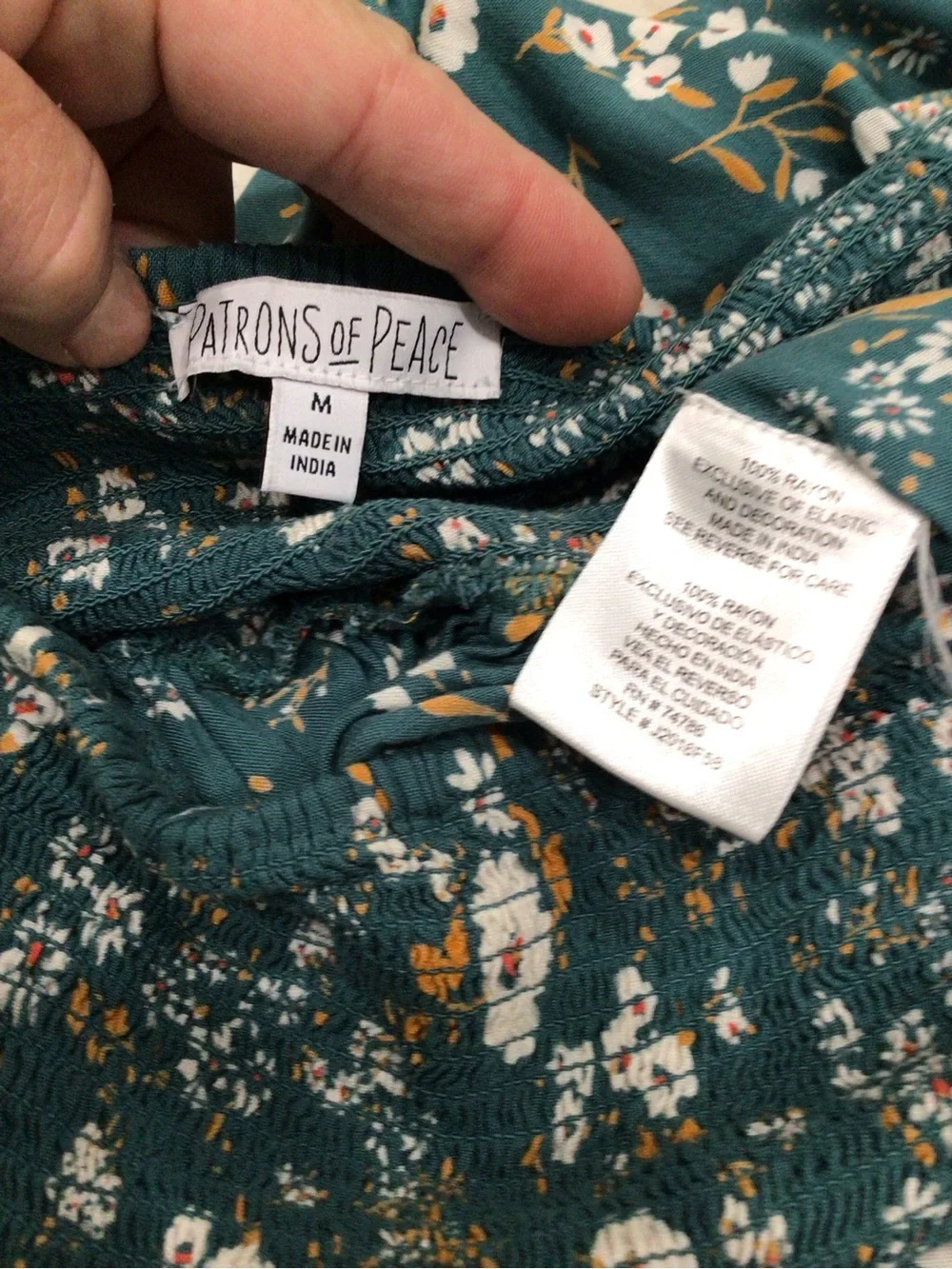 Patrons of Peace Floral High Low Maxi Skirt Smocked Waist Boho Size M Festival - Picture 10 of 10